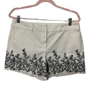 Loft Womens Chino 4 inch Cotton Shorts White with Black Overlay Size 6 NWT